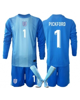 Billige Fotballdrakt England Jordan Pickford #1 Keeper Replika Hjemmedraktsett Barn VM 2026 Langermet (med bukser)